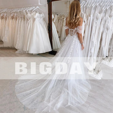 Runhufu A-Line Wedding Dresses 2024 Lace Sweetherat Off The Shoulder Open Back Buttons Bridal Gown Sweep Train Vestidos De Noiva